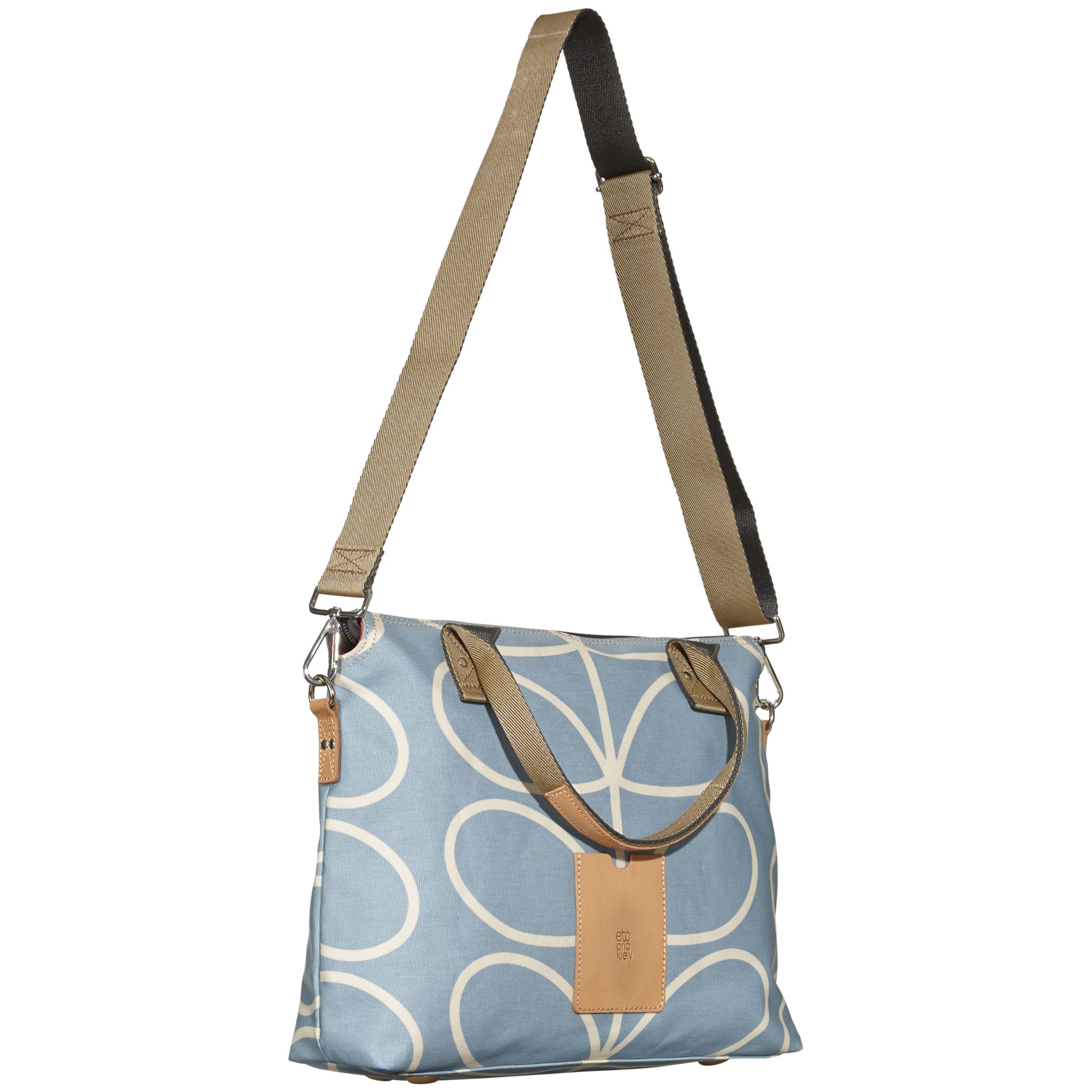 Orla Kiely Etc Giant Linear Stem Zip Weekend Bag Sky Blue At John Lewis Partners