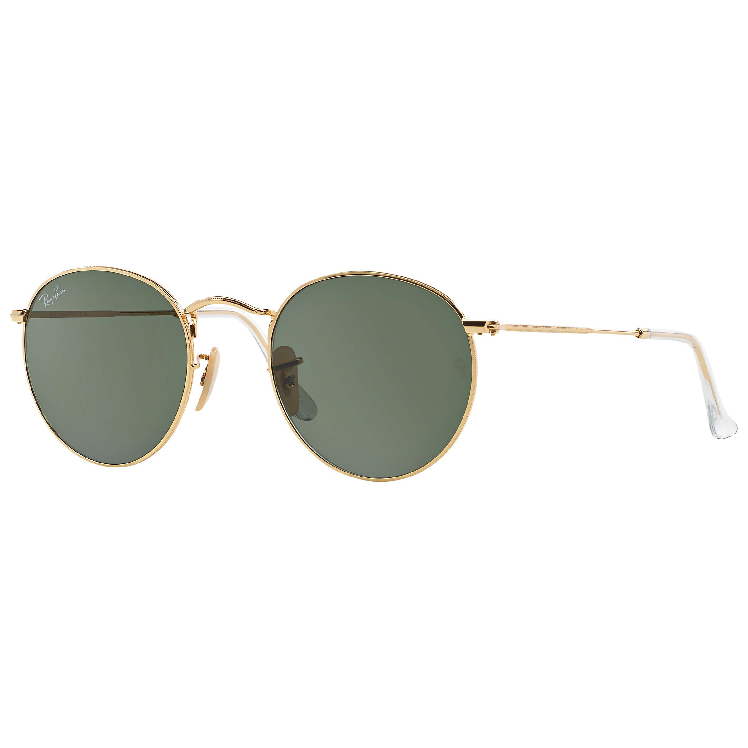 Buy Ray-Ban RB3447 Round Metal Sunglasses, Gold/Green Online at johnlewis.com