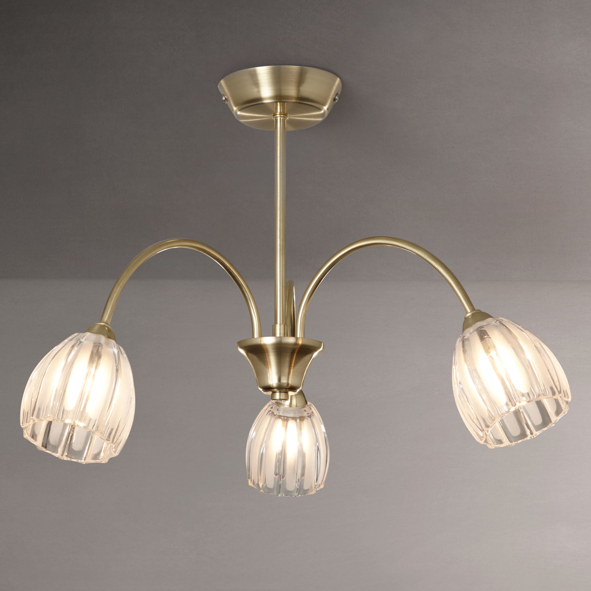 John Lewis & Partners Brooke Fluted 3 Arm Ceiling Light at John Lewis