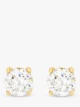 IBB 9ct Yellow Gold Cubic Zirconia Stud Earrings, Clear