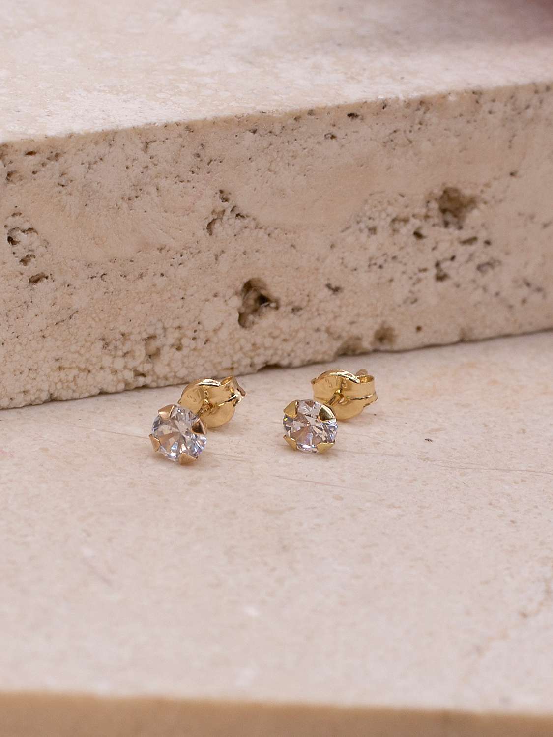 Buy IBB 9ct Yellow Gold Cubic Zirconia Stud Earrings, Yellow Gold Online at johnlewis.com