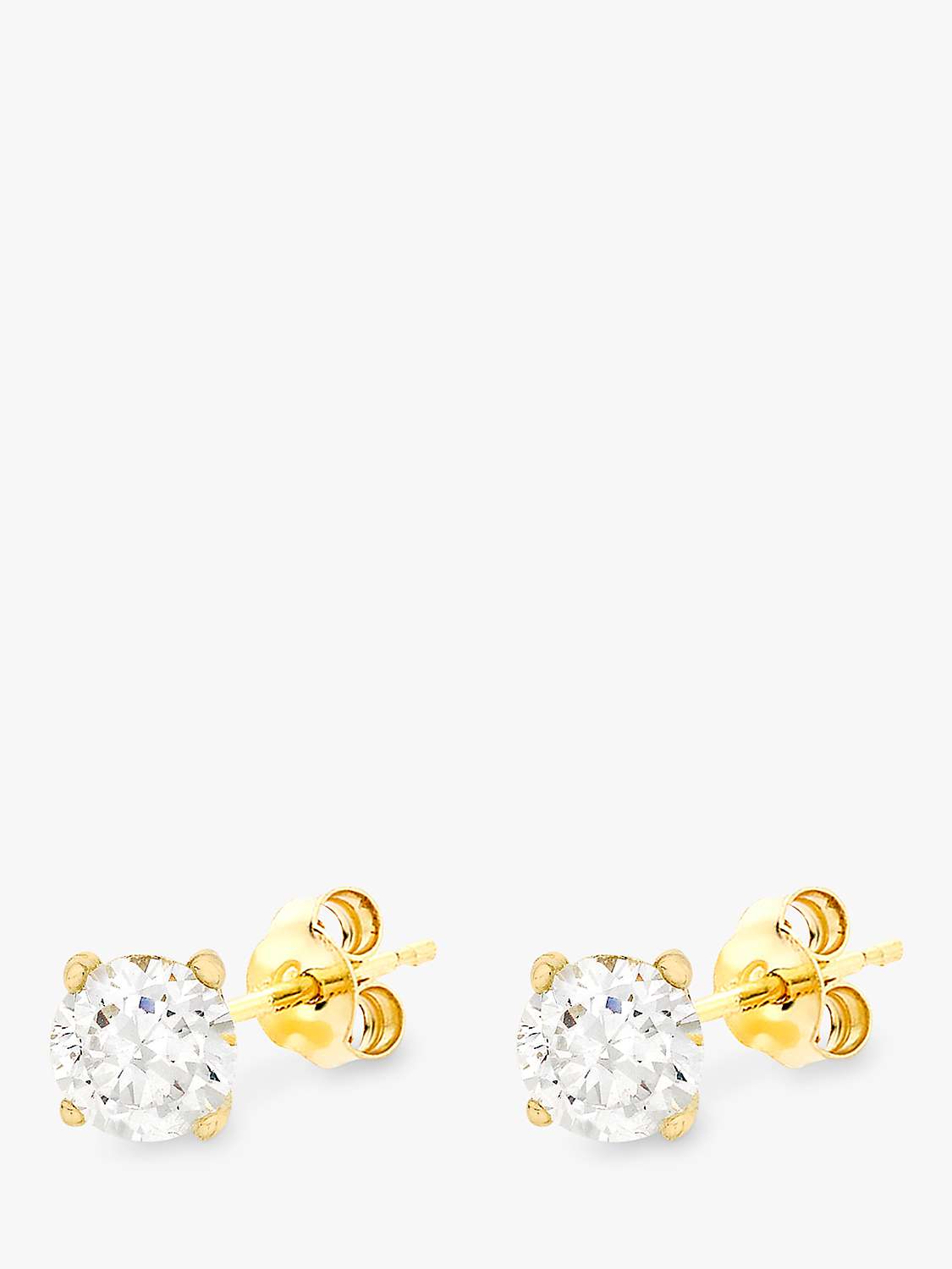 Buy IBB 9ct Yellow Gold Cubic Zirconia Stud Earrings, Clear Online at johnlewis.com