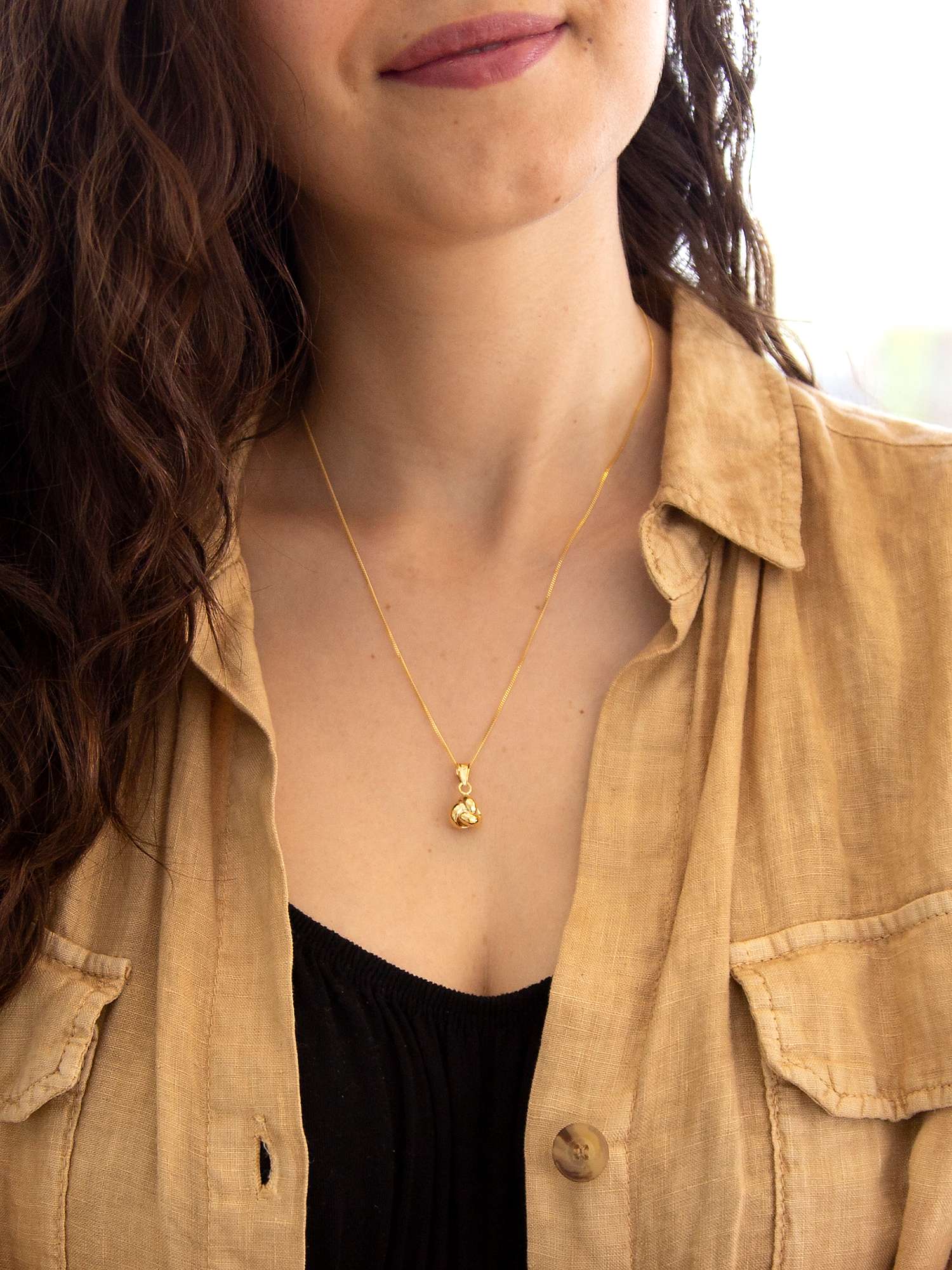 Buy IBB 9ct Yellow Gold Knot Pendant Necklace, Gold Online at johnlewis.com
