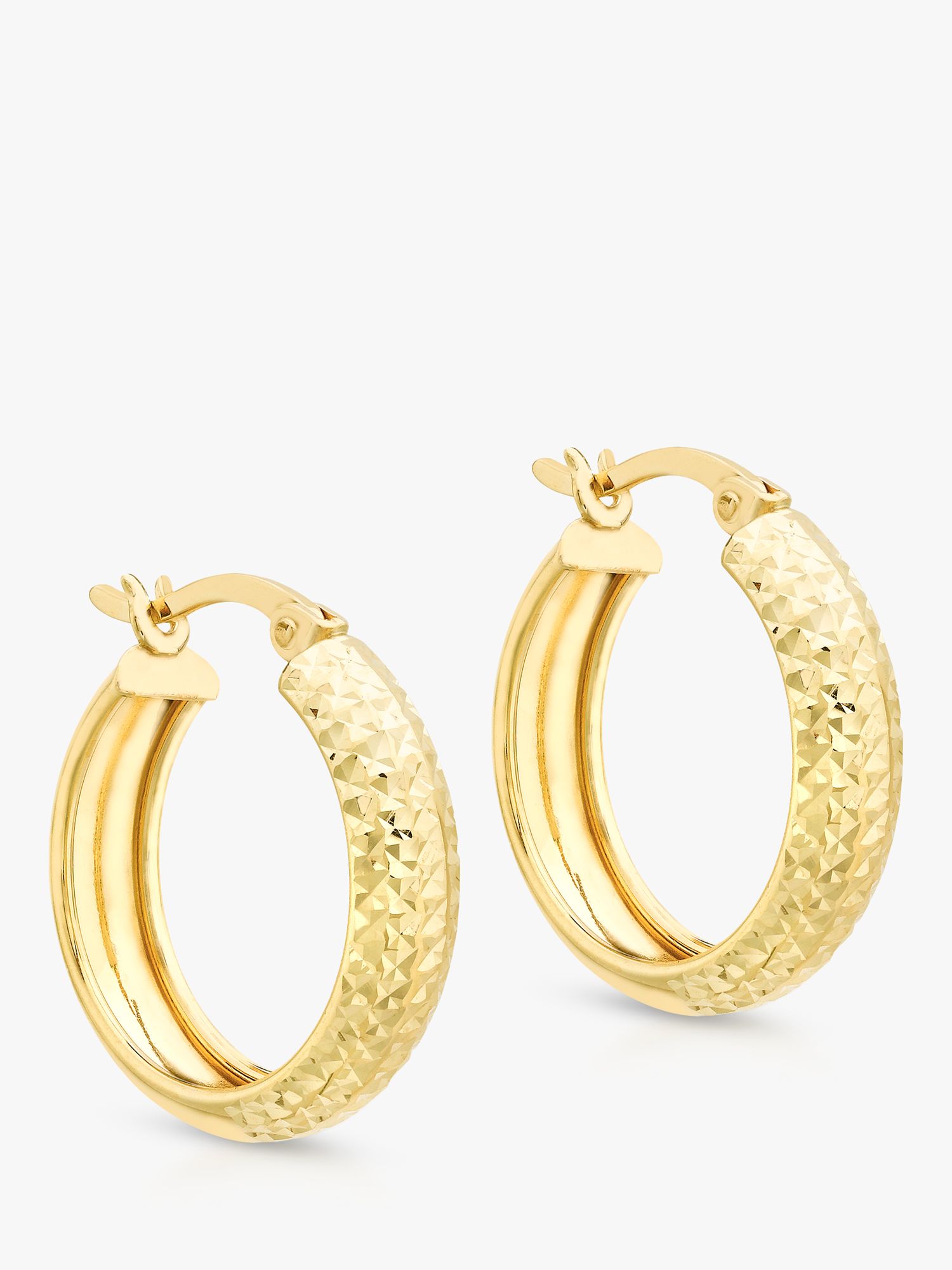 IBB 9ct Gold Diamond Cut Small Hoop Earrings, Gold at John Lewis