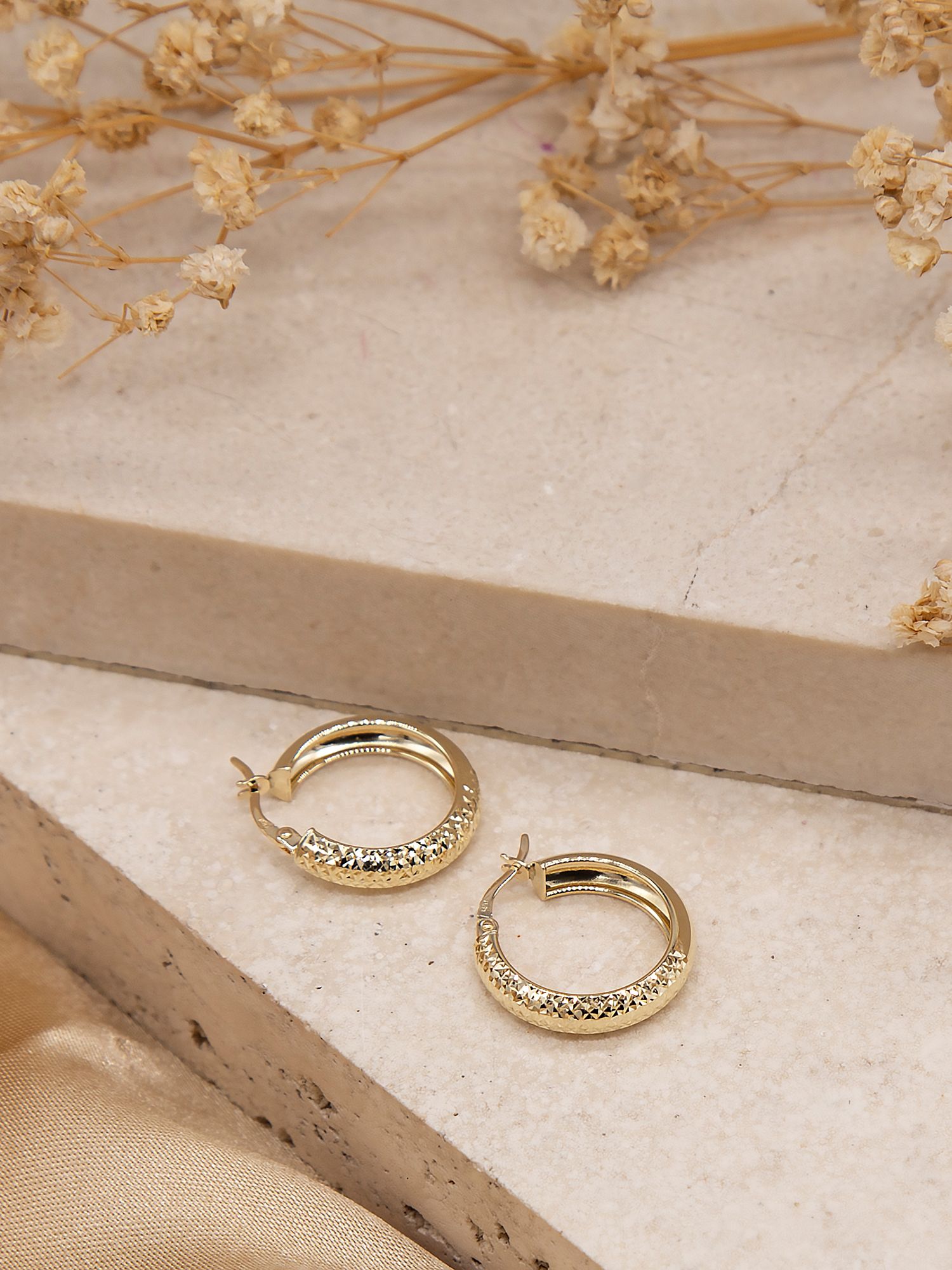 IBB 9ct Gold Diamond Cut Small Hoop Earrings, Gold at John Lewis