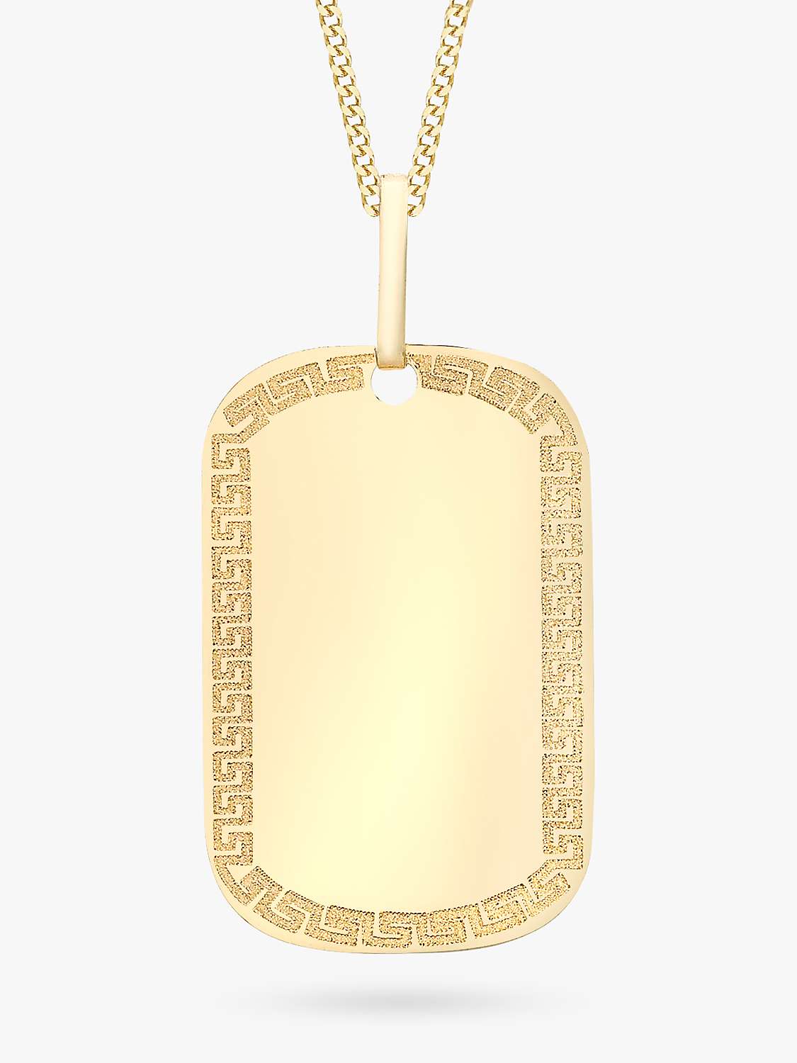 Buy IBB 9ct Yellow Gold Grecian Dog Tag Pendant, Gold Online at johnlewis.com