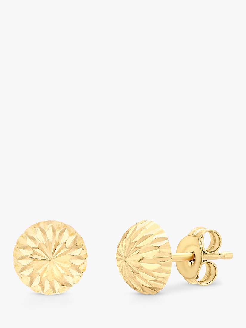 Buy IBB 9ct Gold Diamond Cut Half Ball Stud Earrings, Gold Online at johnlewis.com