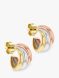 IBB 9ct Gold Three Colour Russian Stud Earrings, Gold