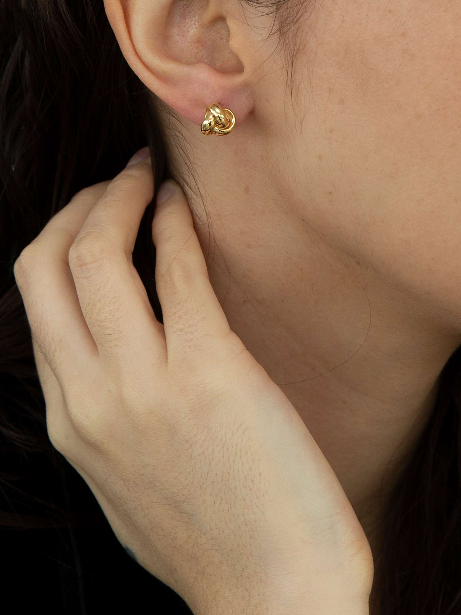 Buy IBB 9ct Gold 8mm Knot Stud Earrings, Gold Online at johnlewis.com