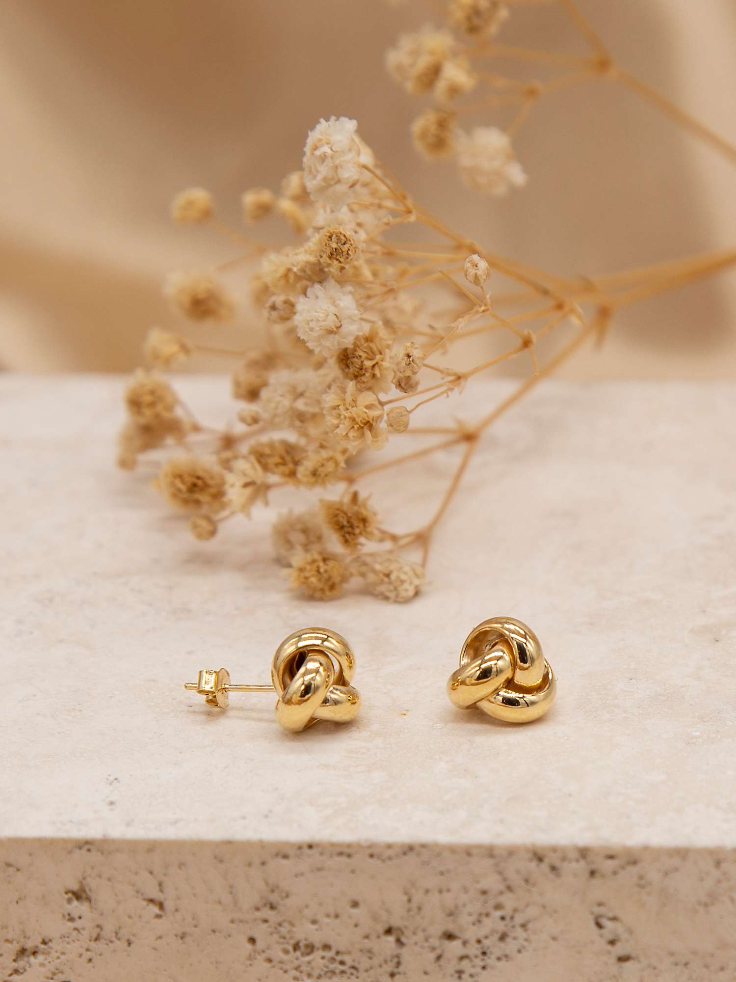 Buy IBB 9ct Gold 8mm Knot Stud Earrings, Gold Online at johnlewis.com
