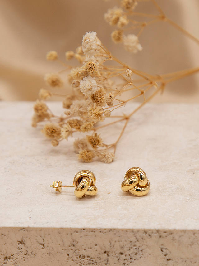 IBB 9ct Gold 8mm Knot Stud Earrings, Gold