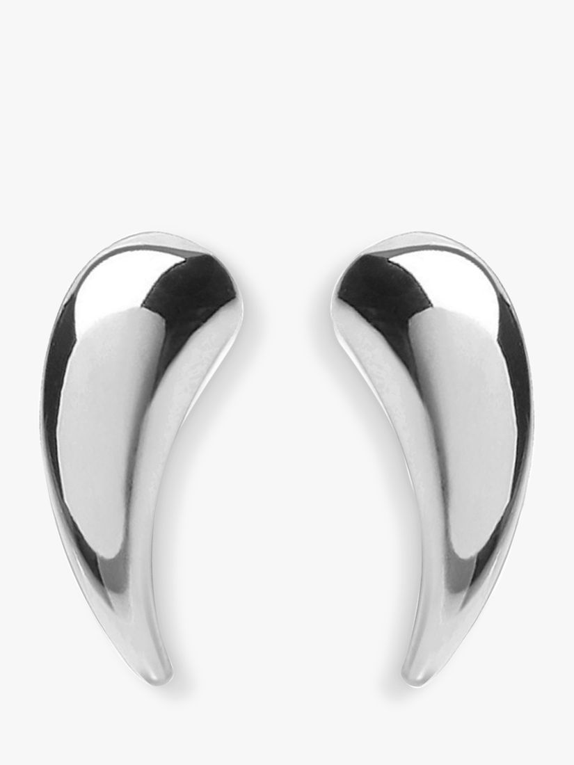 Buy IBB 9ct White Gold Stud Earrings, White Online at johnlewis.com
