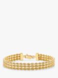 IBB 9ct Gold Hollow 3 Strand Rope Bracelet, Gold