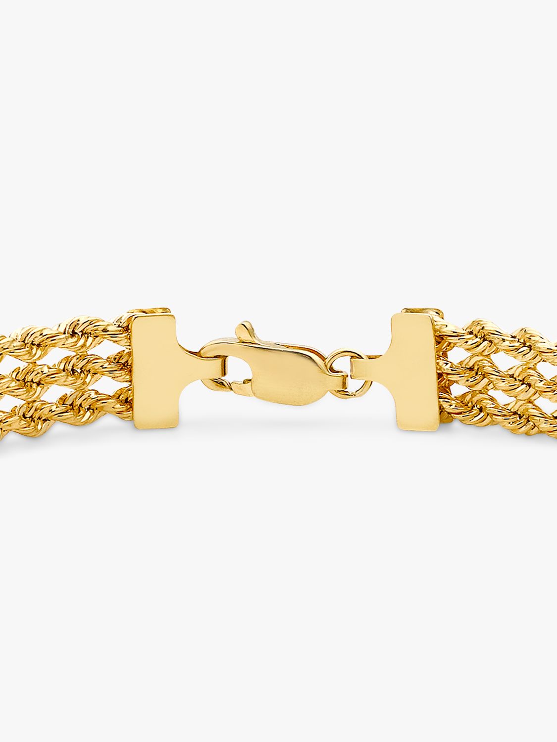 Buy IBB 9ct Gold Hollow 3 Strand Rope Bracelet, Gold Online at johnlewis.com