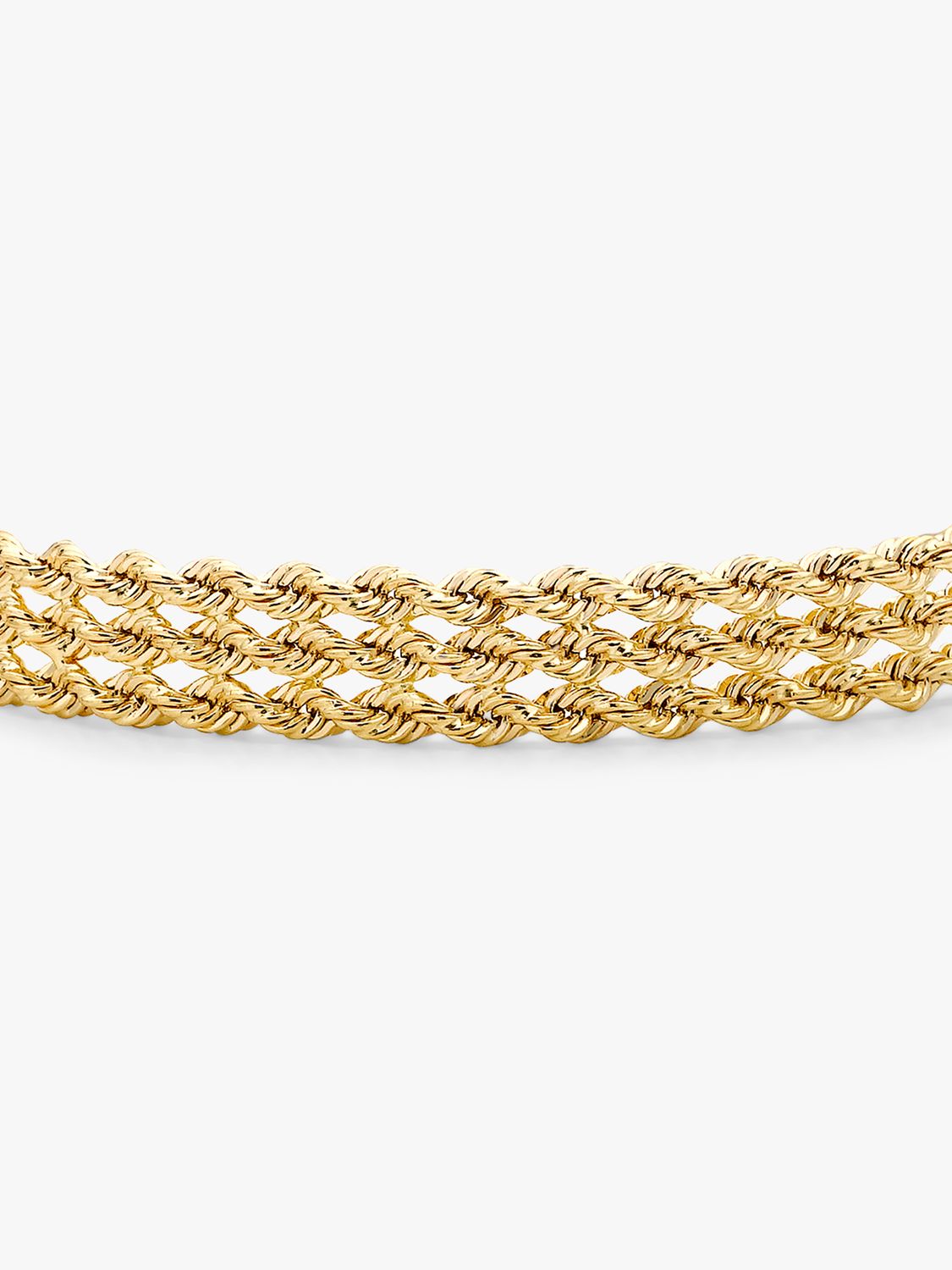 Buy IBB 9ct Gold Hollow 3 Strand Rope Bracelet, Gold Online at johnlewis.com