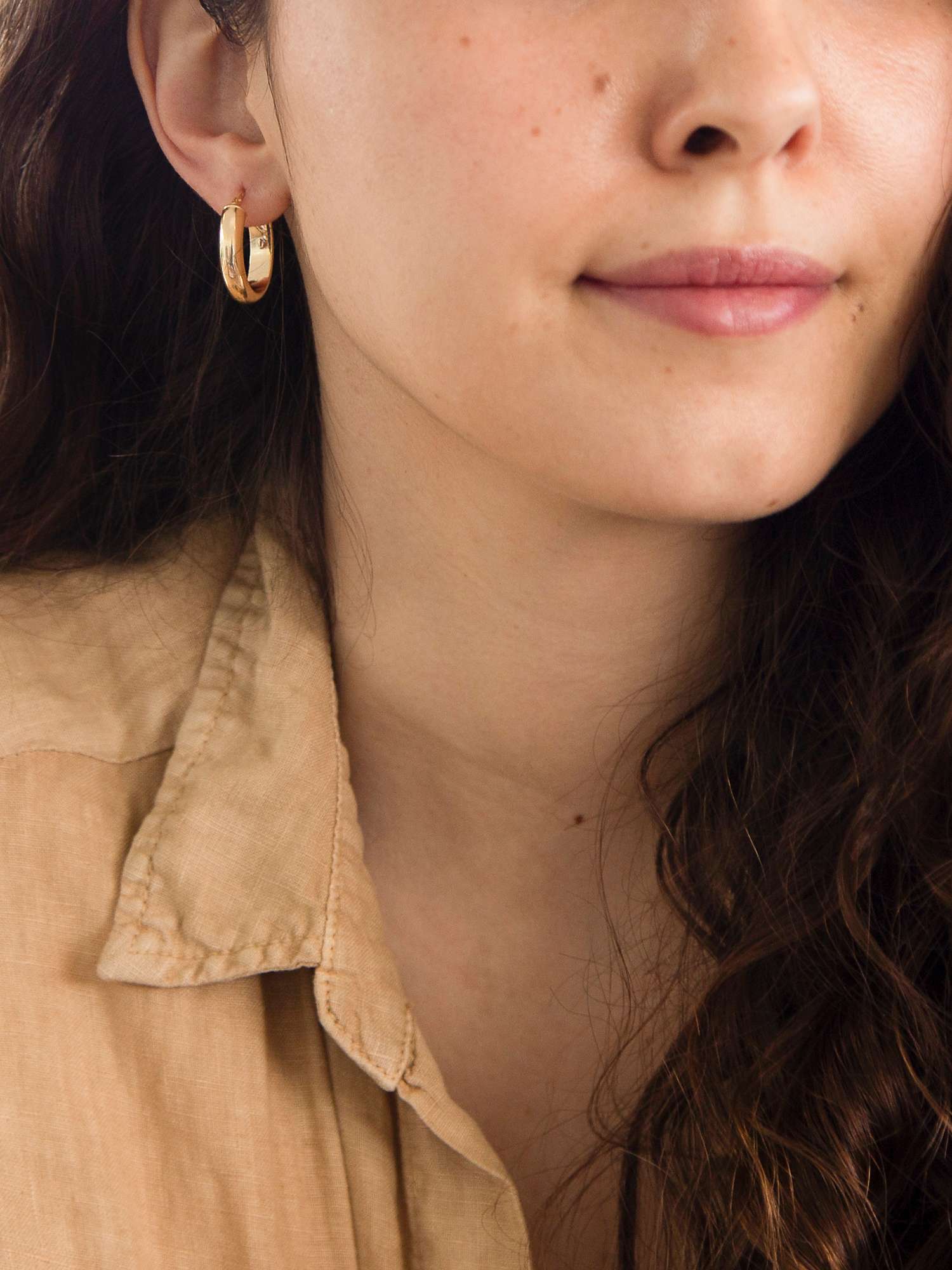 Buy IBB 9ct Yellow Gold Polished Oval Creole Earrings, Gold Online at johnlewis.com