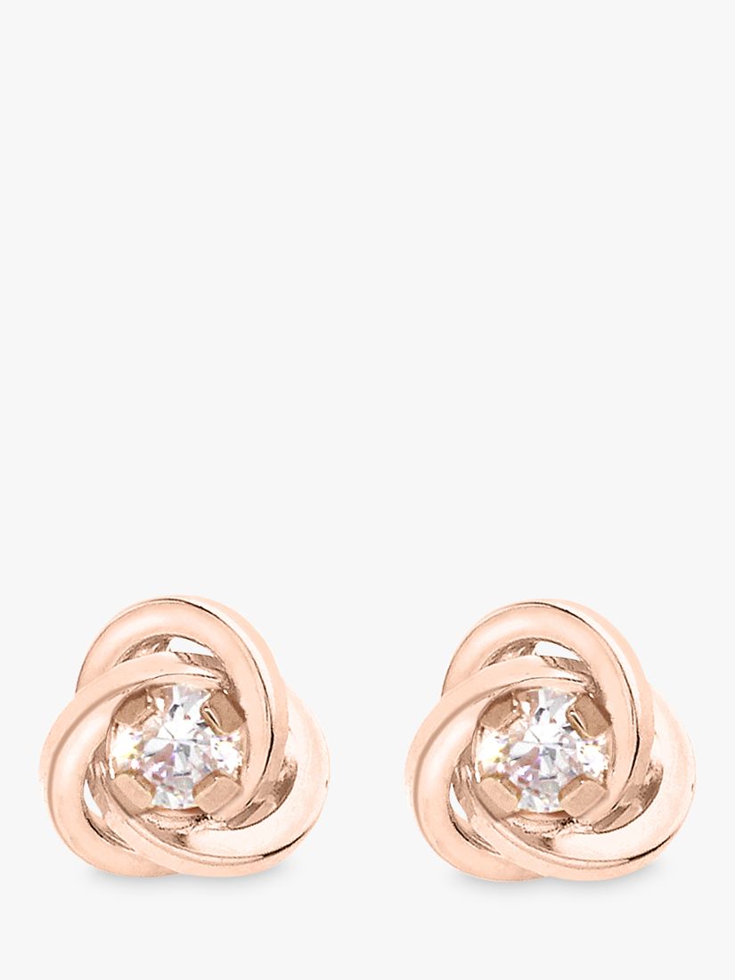 Ibb 9ct Gold Knot Stud Earrings Rose Gold At John Lewis Partners