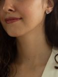 IBB 9ct White Gold Heart Stud Earrings, White