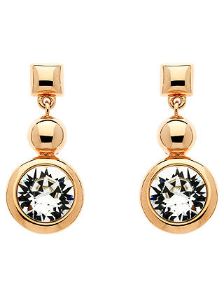 Finesse Rose Gold Plated Swarovski Crystal Circle Drop Earrings, Rose Gold