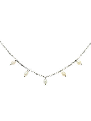 Finesse Freshwater Pearl Drop Chain Necklace, White