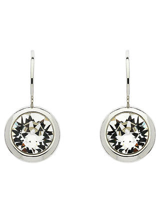 Finesse Rhodium Plated Swarovski Crystal Drop Earrings, Silver
