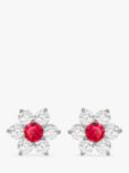 IBB 9ct White Gold Flower Cluster Stud Earrings