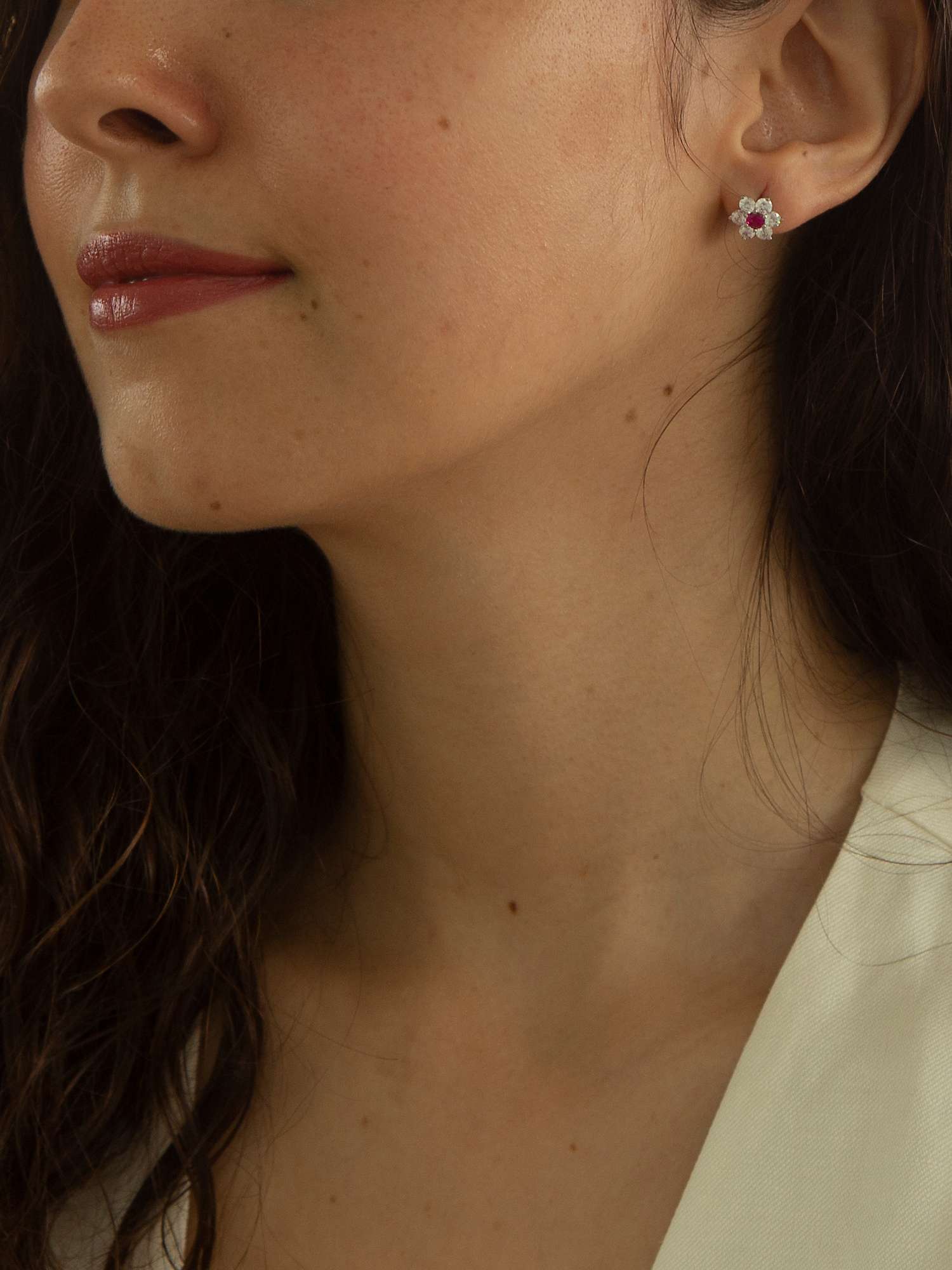 Buy IBB 9ct White Gold Flower Cluster Stud Earrings Online at johnlewis.com