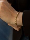 IBB 9ct Yellow Gold Hollow Diamond-Cut Rope Bracelet, Gold