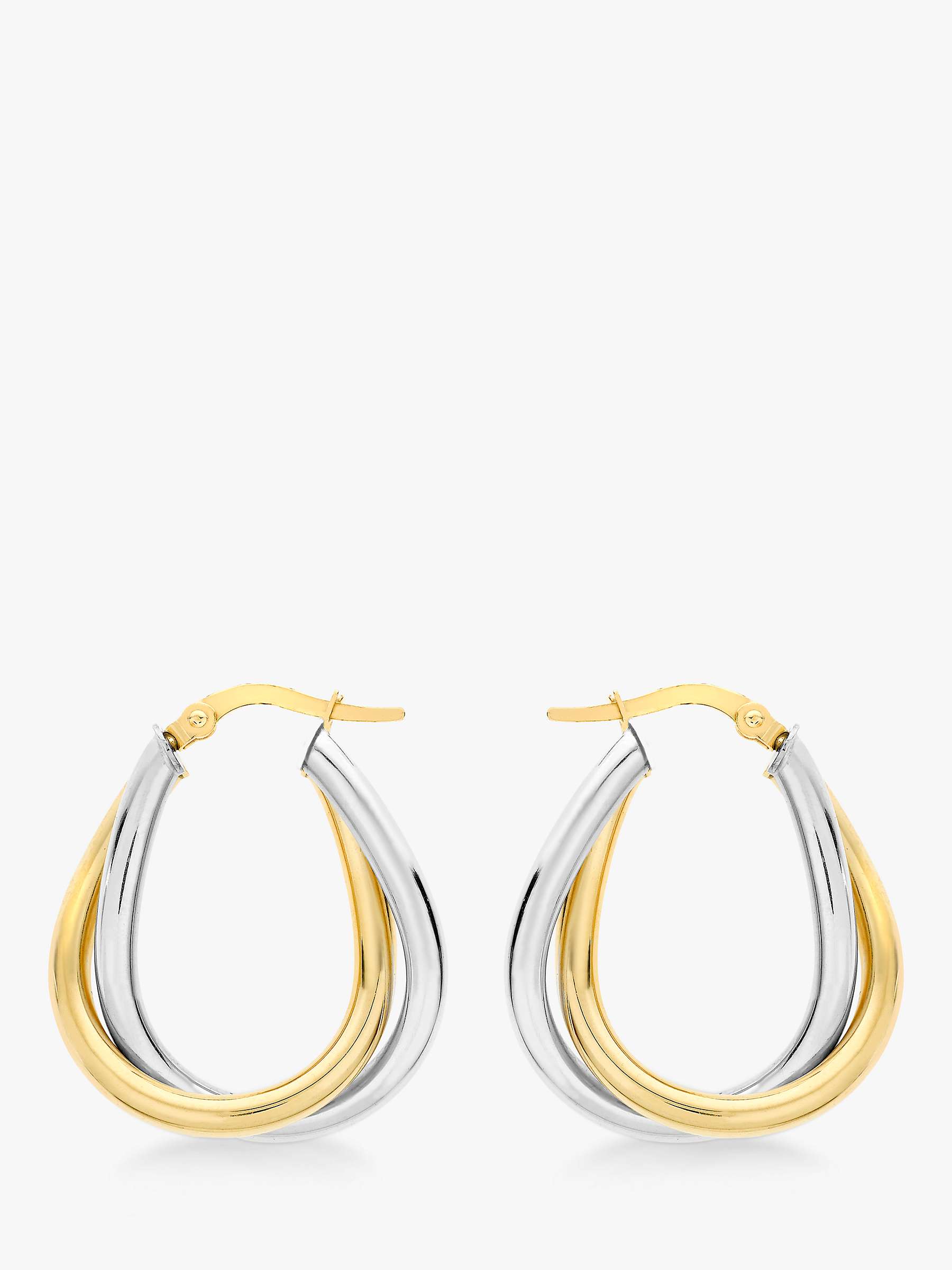 Buy IBB 9ct Gold Two Colour Twined Creole Earrings, White Gold/Gold Online at johnlewis.com