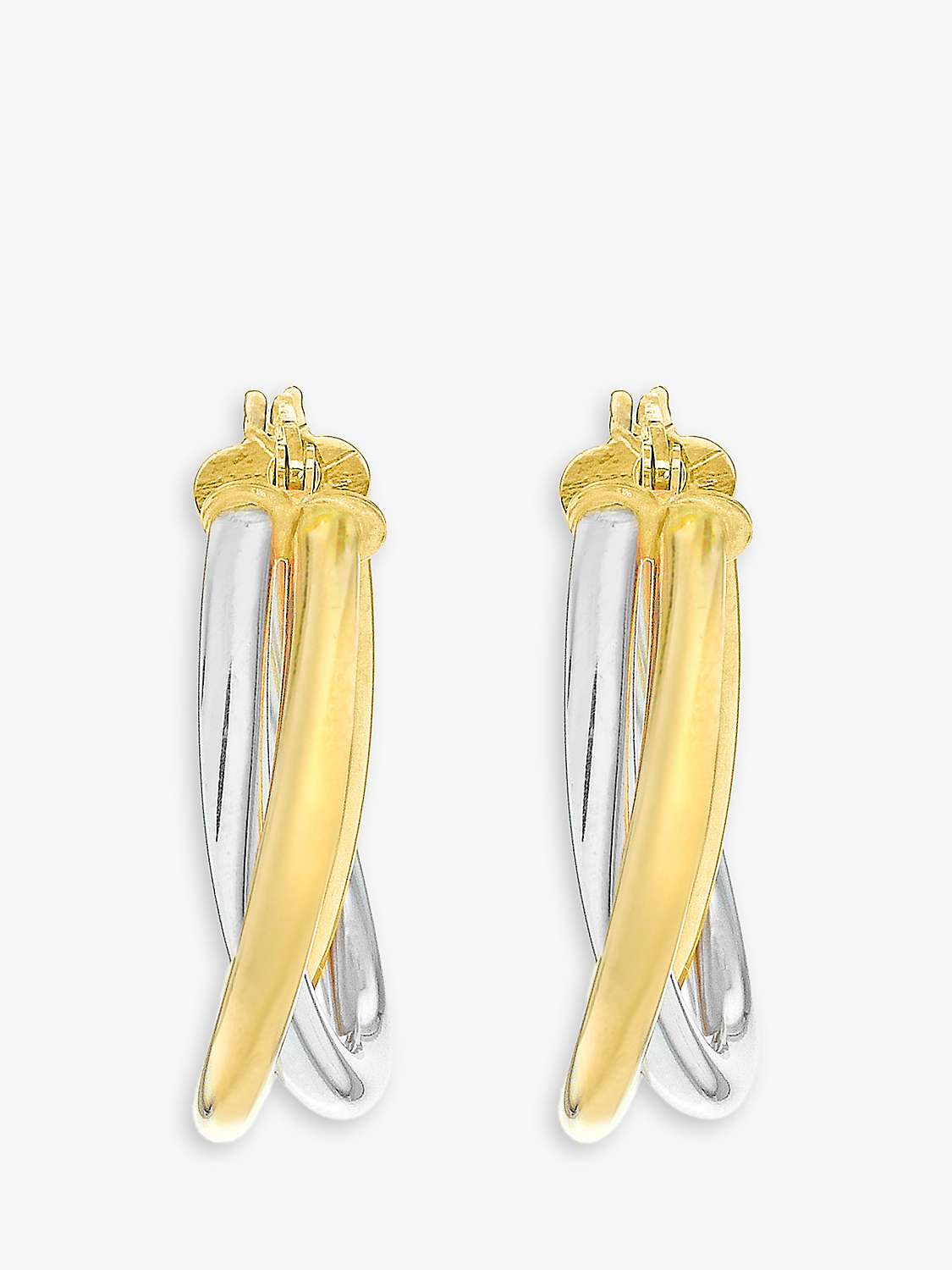 Buy IBB 9ct Gold Two Colour Twined Creole Earrings, White Gold/Gold Online at johnlewis.com