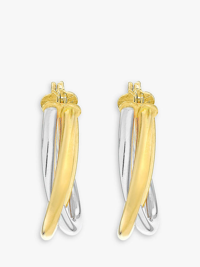 IBB 9ct Gold Two Colour Twined Creole Earrings, White Gold/Gold