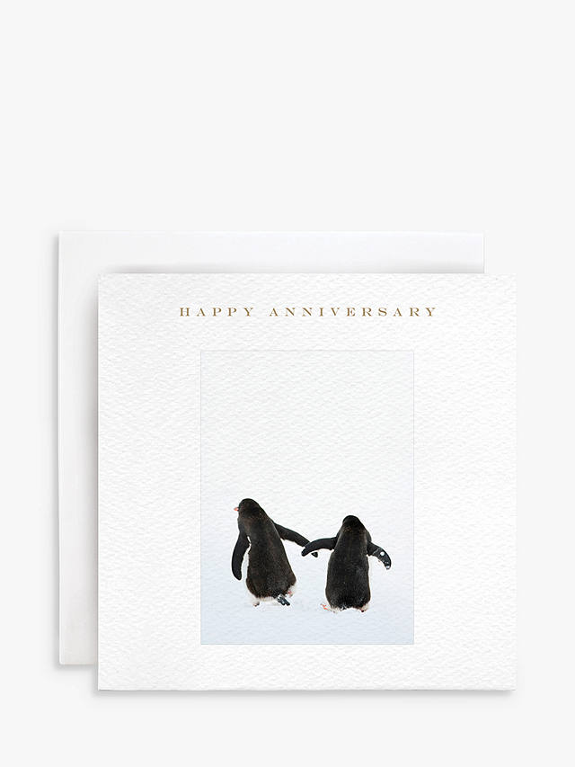 Susan O'Hanlon Penguins Holding Hands Anniversary Card