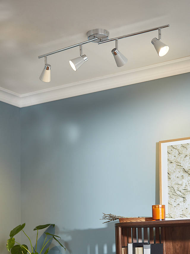 John Lewis & Partners Logan GU10 LED 4 Spotlight Ceiling Bar, Grey