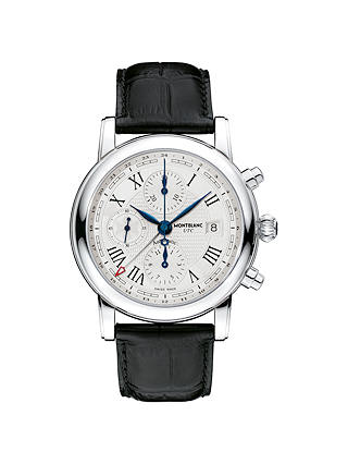 Montblanc 107113 Men's Star Chronograph UTC Automatic Alligator Strap Watch, Black/White