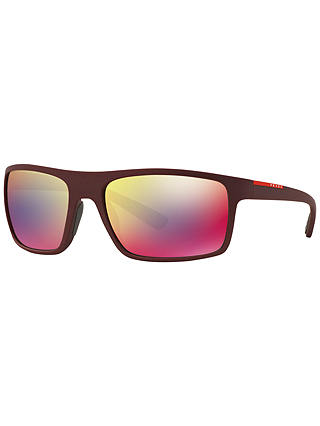 Prada Linea Rossa PS02QS Rectangular Polarised Sunglasses, Bordeaux