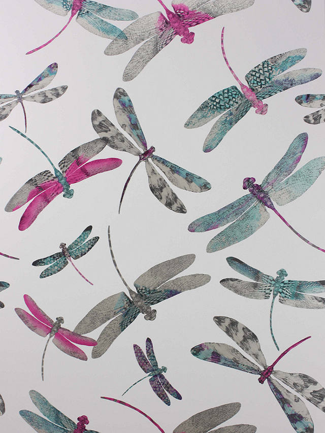 Matthew Williamson Dragonfly Dance Wallpaper, Fuchsia, W6650-05