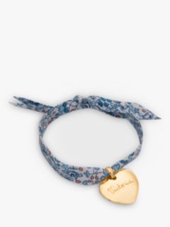 Merci Maman Personalised 18ct Gold Plated Heart Liberty Bracelet, Eloise Blue
