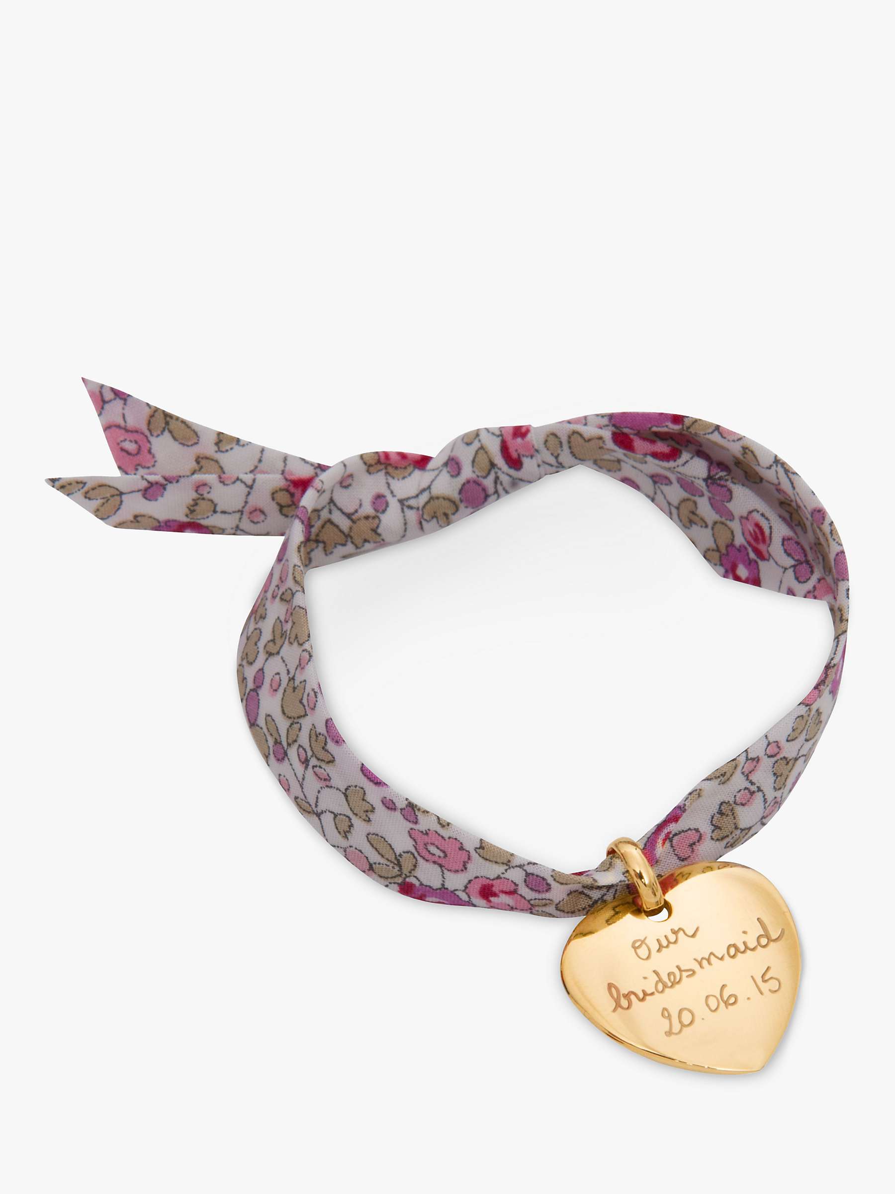 Buy Merci Maman Personalised 18ct Gold Plated Heart Liberty Bracelet Online at johnlewis.com