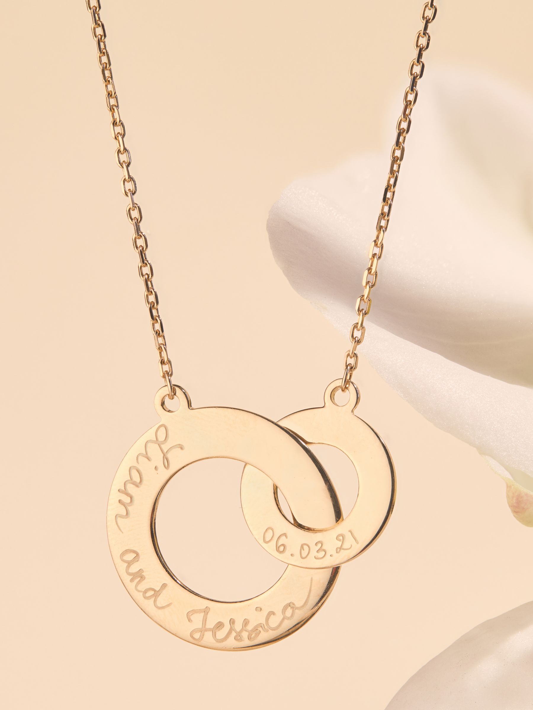 Merci Maman Personalised Intertwined Charm Necklace, Gold