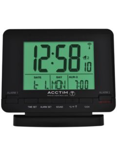Acctim Radio Controlled Couples Digital Alarm Clock, Black
