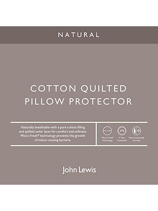 John Lewis & Partners Natural Cotton Quilted Square Pillow Protector