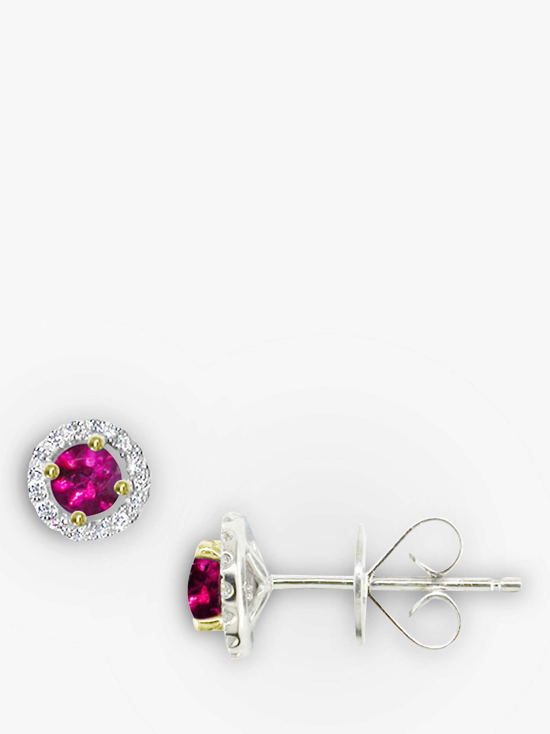 Buy E.W Adams 18ct White Gold Diamond Ruby Claw Set Cluster Stud Earrings, Ruby Online at johnlewis.com