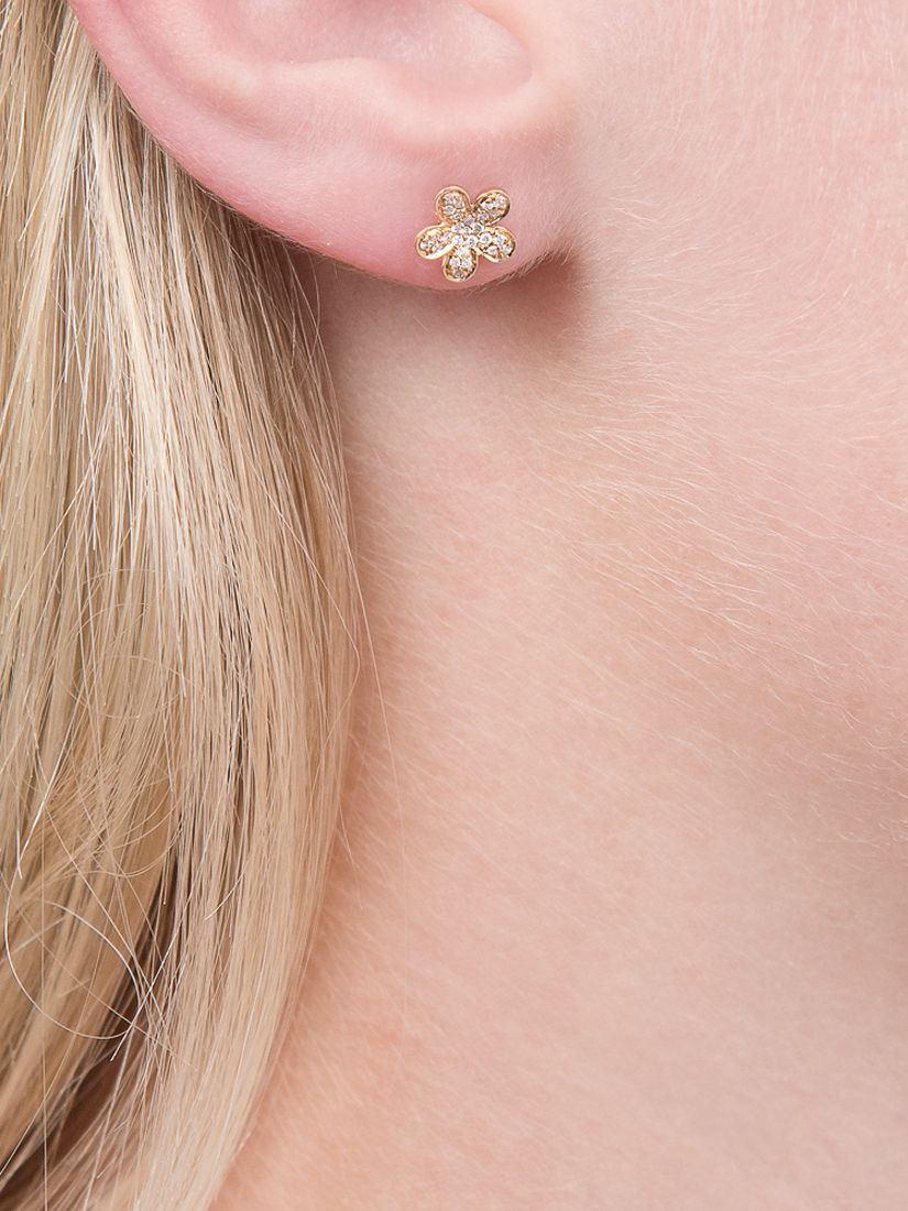E.W Adams 18ct Gold Flower Diamond Stud Earrings, Gold