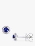 E.W Adams 18ct White Gold Diamond Sapphire Claw Set Cluster Stud Earrings, Sapphire