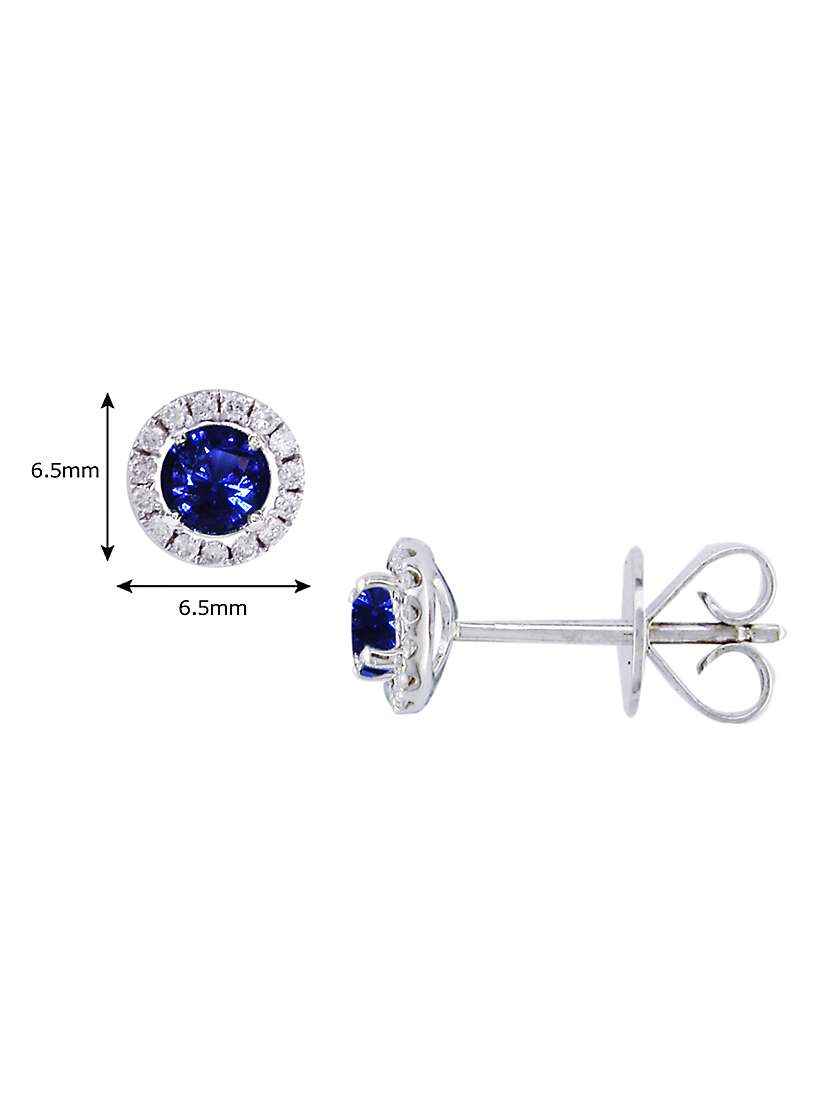 Buy E.W Adams 18ct White Gold Diamond Sapphire Claw Set Cluster Stud Earrings, Sapphire Online at johnlewis.com