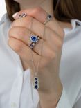 E.W Adams 18ct White Gold Diamond Sapphire Claw Set Cluster Stud Earrings, Sapphire