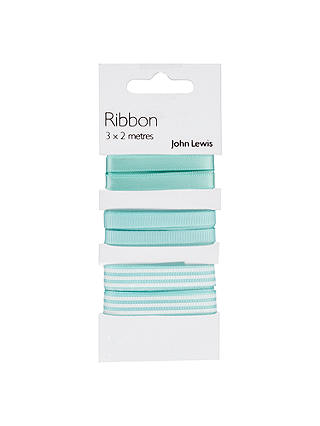 John Lewis & Partners Tribbon Gift Ribbon, Pack of 3, Peppermint