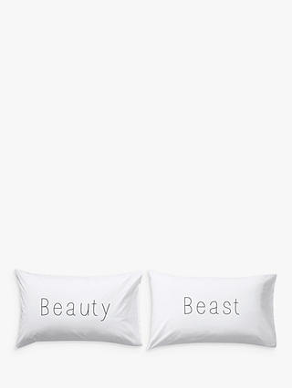 John Lewis & Partners Beauty & Beast Novelty Pillowcases, Pair