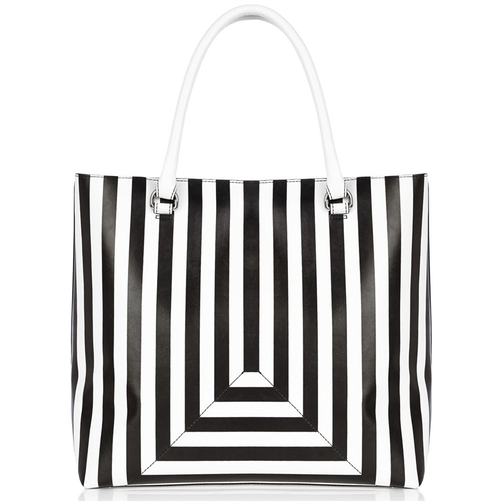 Karen Millen Stripe Large Tote Bag, Black / White