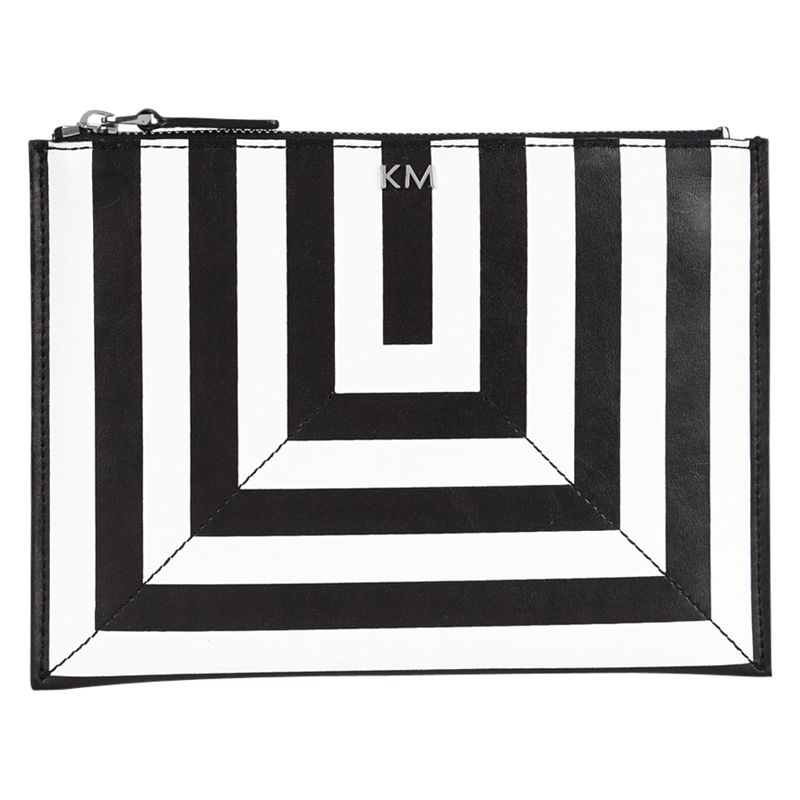 black and white striped clutch bag